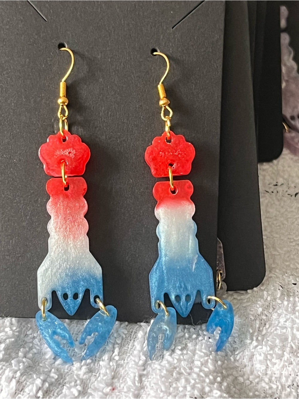 Handcrafted Red White Blue Resin Dangle Earrings - Multi Colors to choose from